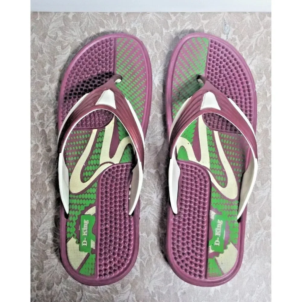 Men's Flip-Flops Sz 8 Rubber Slip-On Casual Acupressure Slippers Flat Heel DKing